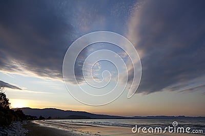 Sunset on Marlborough Sounds New Zealand Stock Photo