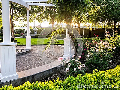 Sunset in McHenry Garden in Modesto California Stock Photo