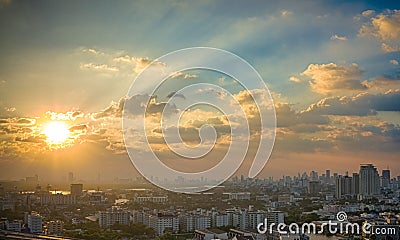 Sunset in megalopolis Bangkok Stock Photo