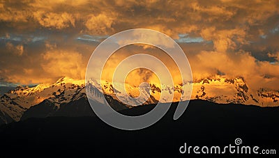 The Sunset of Meri Snow Mountain Stock Photo