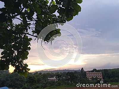 Sunset monfort center tura Stock Photo