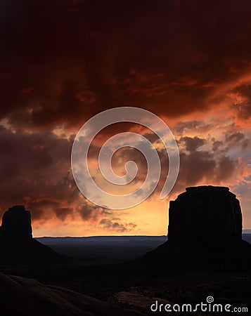 Sunset Monument Valley Arizona Navajo Nation Stock Photo