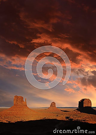 Sunset Monument Valley Arizona Navajo Nation Stock Photo