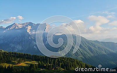 Sunset mood in Sestriere, Italy Stock Photo