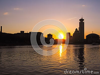 Urban cityscape, silhouettes of buildings Stock Photo