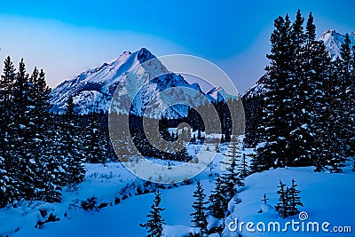 Sunset on mount Nestor in Spray Valley Provincial park in Kananaskis, Alberta Stock Photo