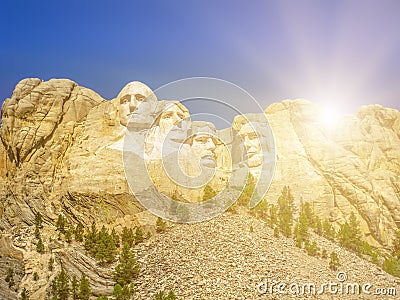 Sunset Mount Rushmore National Memorial Stock Photo