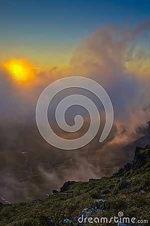 Sunset on mountain Stock Photo