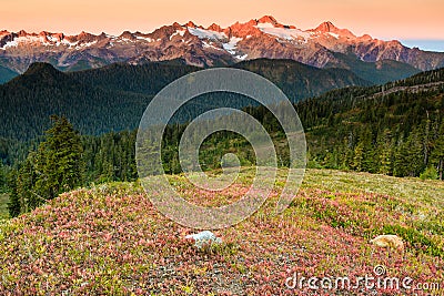 Sunset and mountain Stock Photo