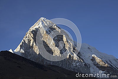 Sunset of Mountain Pumori Stock Photo