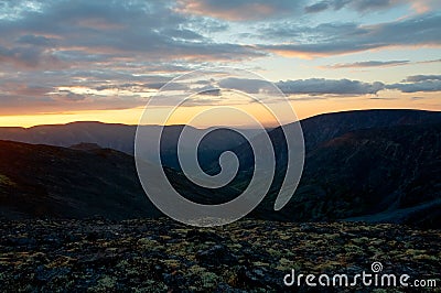 Sunset in mountains Stock Photo