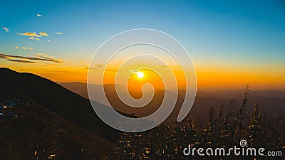 Sunset in mountains Stock Photo