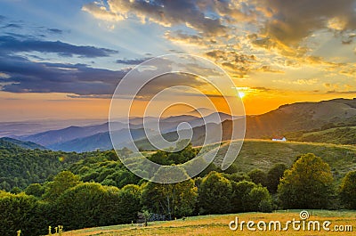 Sunset in the mountains Stock Photo