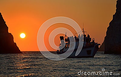 Sunset at myzithres , Zakynthos island Greece Stock Photo