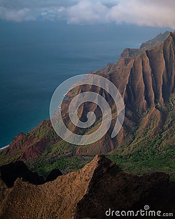 Sunset in Na Pali Coast State Park on Kauai, Hawaii Stock Photo