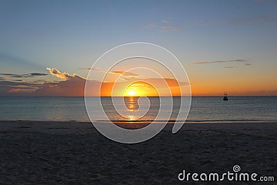 Sunset in Nacula Island, Yasawa, Fiji Stock Photo