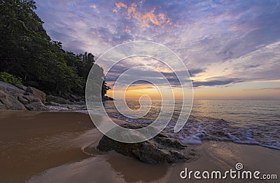 Sunset at Nai Thon beach Stock Photo