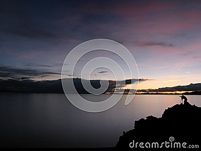 Sunset on Namsto lake, Tibet, China Stock Photo