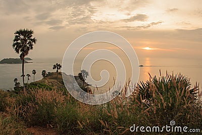 Sunset at Nay Harn on Phuket island in Thailand Stock Photo