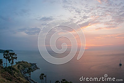 Sunset at Nay Harn on Phuket island in Thailand Stock Photo