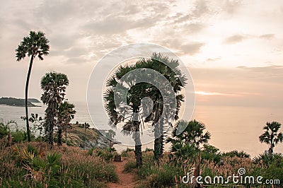 Sunset at Nay Harn on Phuket island in Thailand Stock Photo