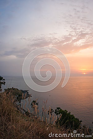 Sunset at Nay Harn on Phuket island in Thailand Stock Photo