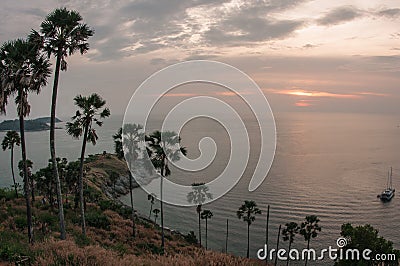 Sunset at Nay Harn on Phuket island in Thailand Stock Photo