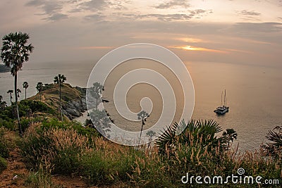 Sunset at Nay Harn on Phuket island in Thailand Stock Photo