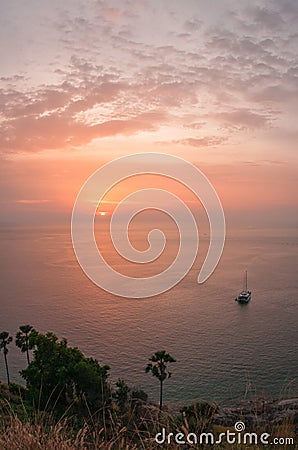 Sunset at Nay Harn on Phuket island in Thailand Stock Photo