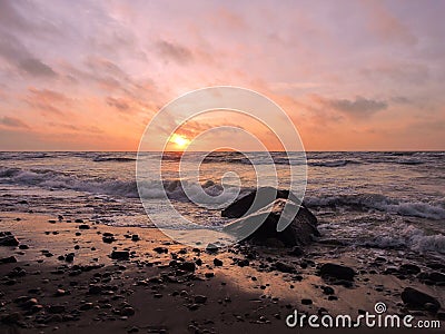 Sunset near Baltic sea, Lithuania Stock Photo