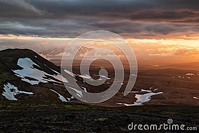 Sunset near Kerlingarfjoll geothermal area, Iceland Stock Photo
