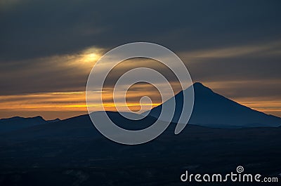 Sunset near Mutnovsky volcano Stock Photo