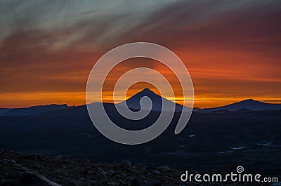 Sunset near Mutnovsky volcano Stock Photo