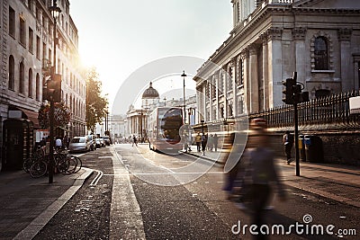 Sunset near Trafalgar square, London Editorial Stock Photo