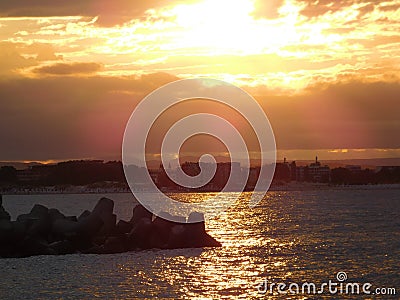 Sunset and in nesseber in port Editorial Stock Photo