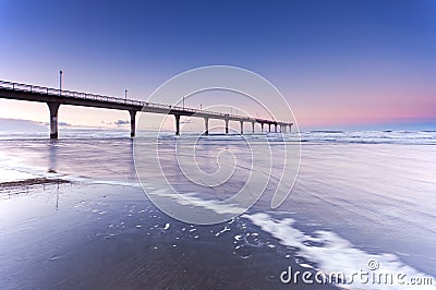 Sunset in New Brighton Beach Christchurch New Zealand Stock Photo