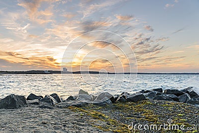 Sunset at Niendorf beach in luebeck Stock Photo