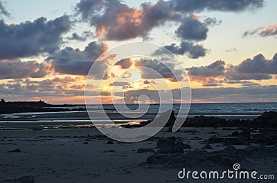 Sunset night coast atlantic Stock Photo