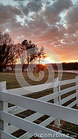 Sunset North Carolina Farm Stock Photo