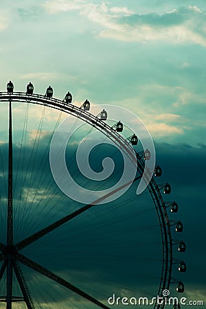 Sunset and Observation Wheel Stock Photo