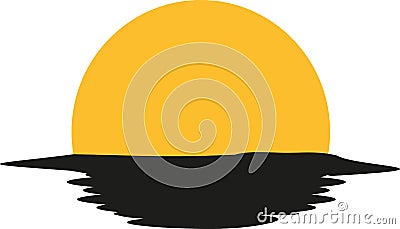 Sunset in the ocean Vector Illustration