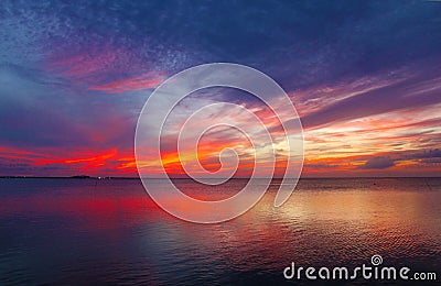 Sunset off South Padre Island looking toward the Mainland Stock Photo