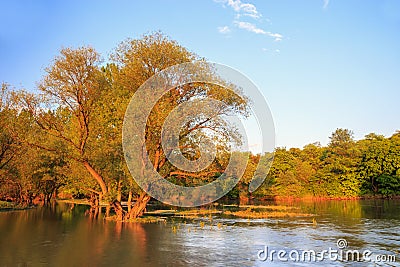 Sunset on Ogosta river, Bulgaria Stock Photo