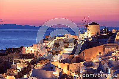 Sunset in Oia, Santorini Editorial Stock Photo