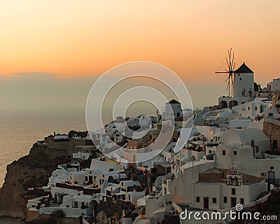 Sunset at Oia Village Stock Photo