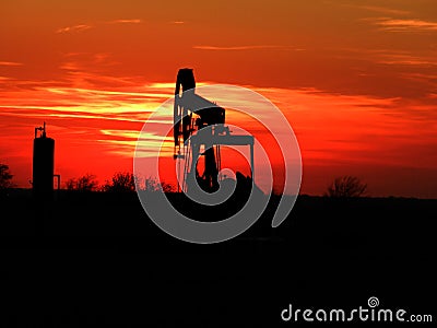 Sunset on the Oil Patch Stock Photo