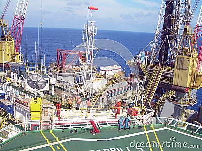 Sunset on oil rig platform, Natuna Sea Indonesia Editorial Stock Photo