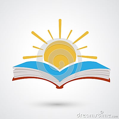 Sunset open book Vector Illustration