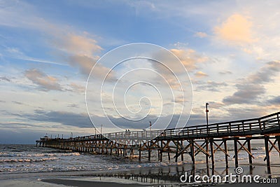 Sunset over the Atlantaic ocean pier.. Stock Photo