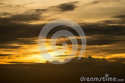 Sunset over Bangkok - Golden sky Stock Photo